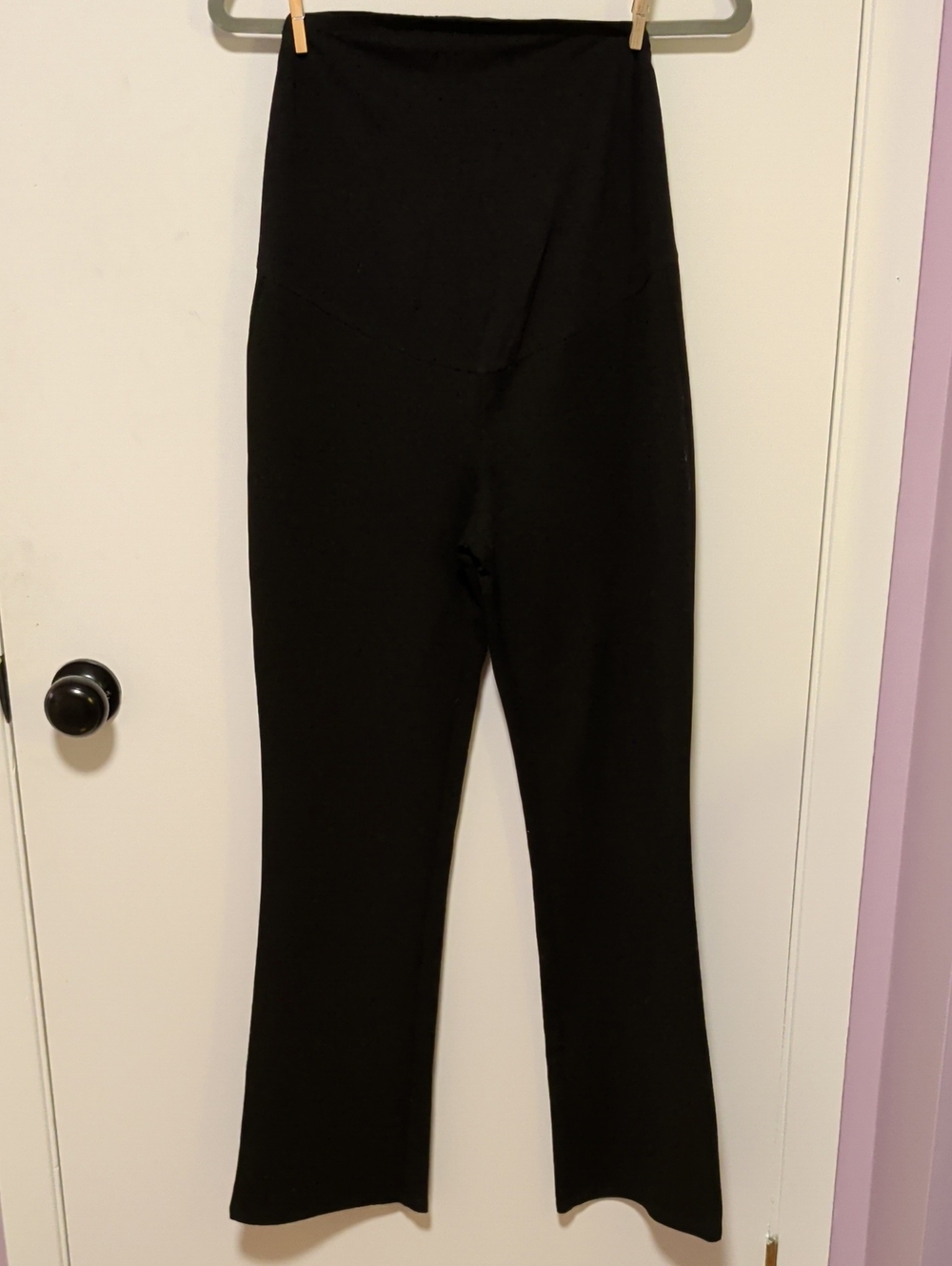 H&M MAMA Maternity Black High-Waist Flare Pants with Soft/Stretchy Panel
